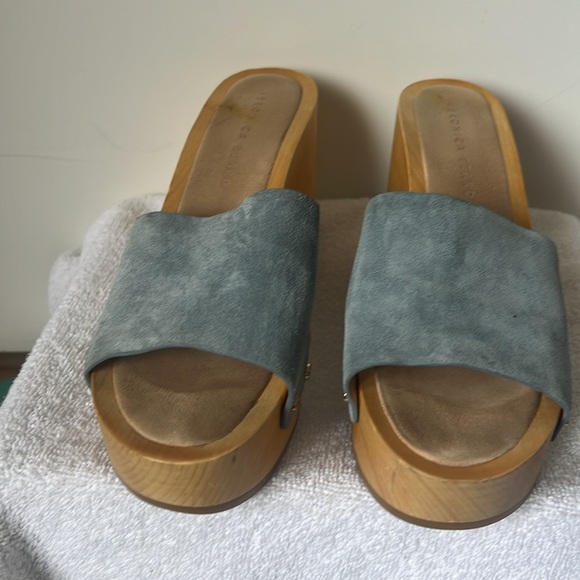 Veronica Beard Blue Suede Clogs size 9 - Picture 2 of 6